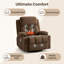 Fauteuil inclinable pivotant brun de 38 po avec massage et chaleur à 8 points, porte-gobelets, port USB, capacité de 350 lb-531550912