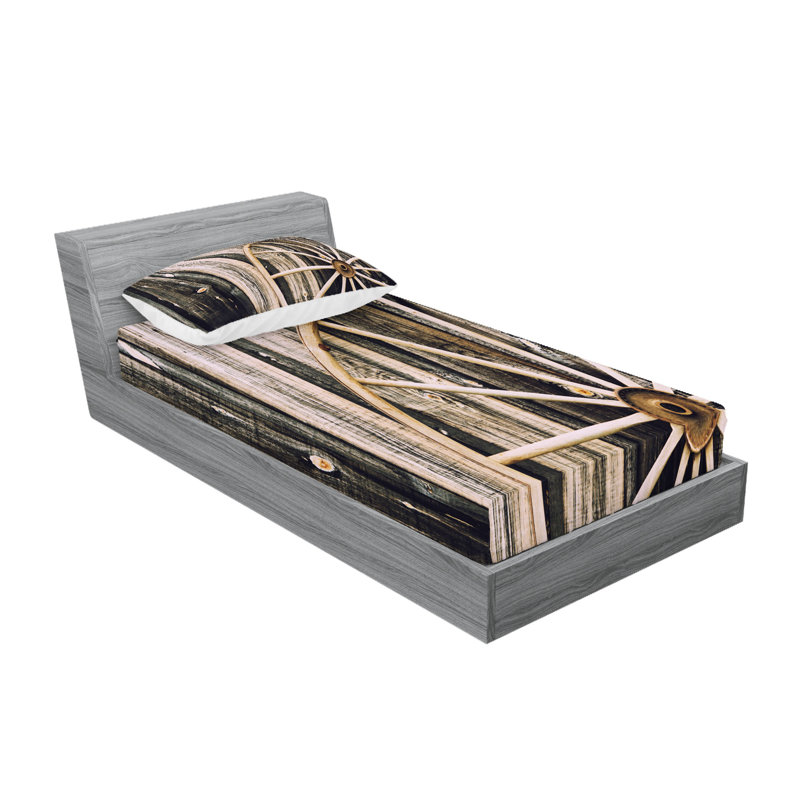 Drap-housse et taie d'oreiller Ambesonne, Ensemble de draps pour lit simple + 3 pièces supp