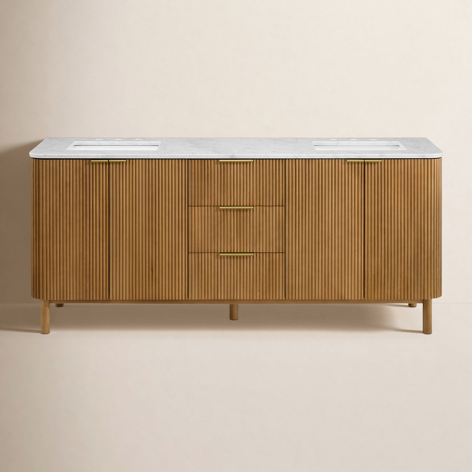 Nova Carrara Marble Double Bathroom Vanity, 78"
