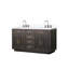 Meuble-lavabo double en chêne brun 60 po X P 22 po D, plateau en marbre de culture et robinet-117825160