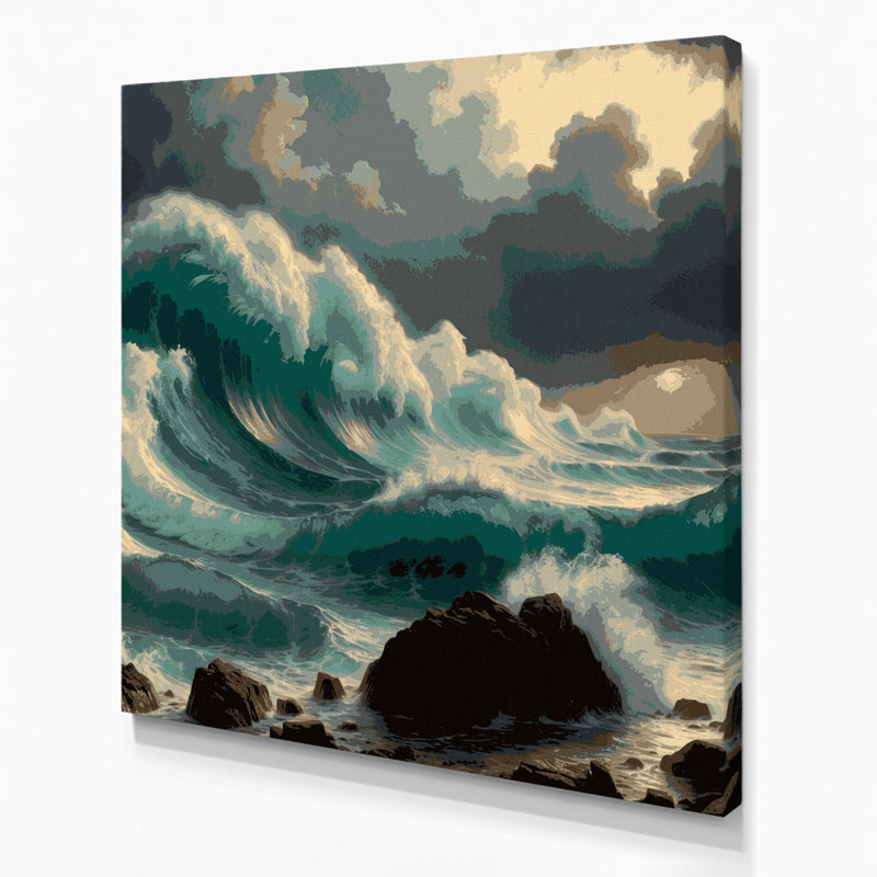«Coastal Stormy Seas», art mural sur toile noire, H 16 po x l 16 po