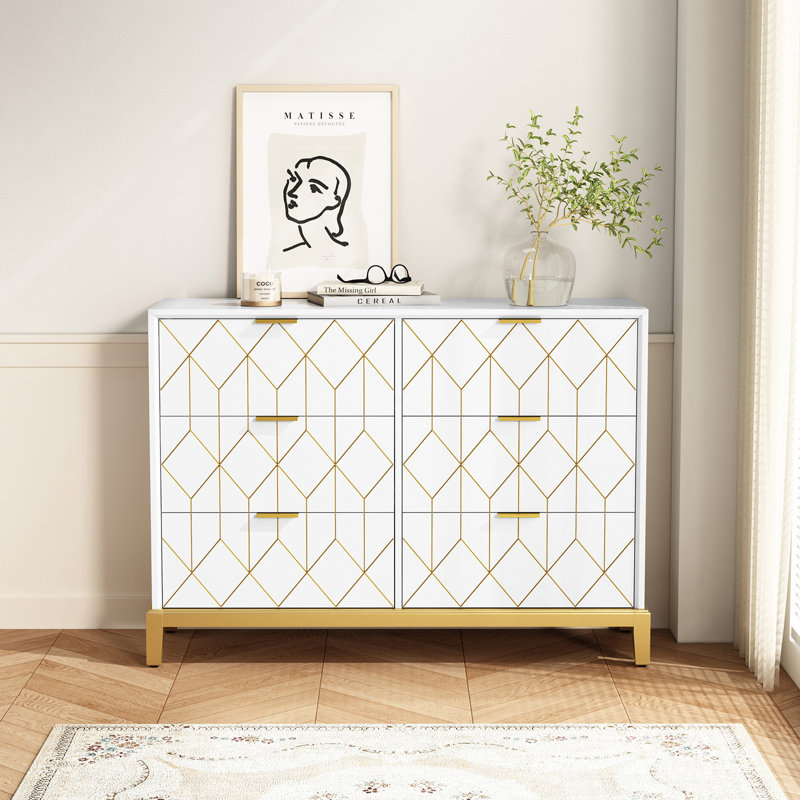 Jashae 46.2'' W 6 - Drawer Dresser, White