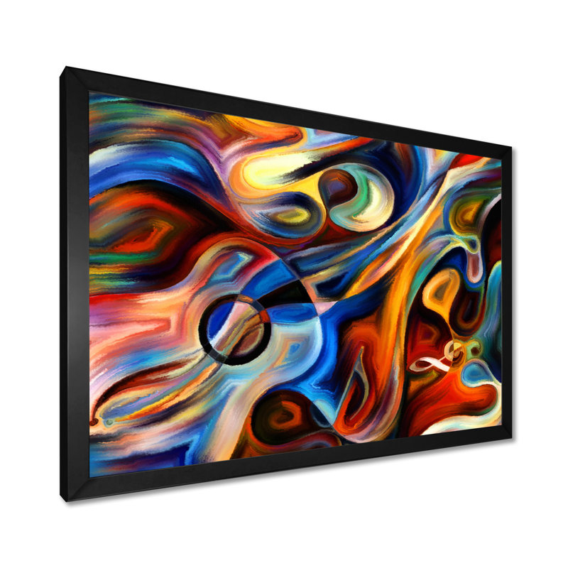 «Music», reproduction d'art sur toile abstraite, H 16 po x l 32 po, Impression encadrée, Noir
