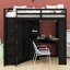 Lit mezzanine moderne avec armoire de rangement intégrée, bureau, plateau à clavier coulissant et station de charge-1851147747
