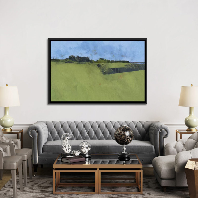 « rive trees », reproduction sur toile, Toile avec cadre noir, Pas de tapis, H 32 po x l 48 po x P 1,5 po