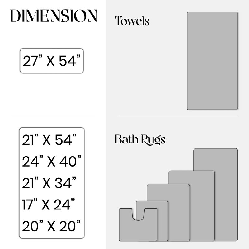 Bublitz Classy Bath Mat 100% Soft Cotton Bath Towel Set & Bath Rug Combo, 7 Piece Towel Set, Ivory