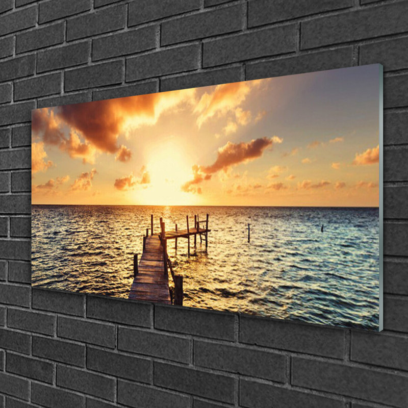 Sun Bridge Sea Architecture - Unframed Photograph on Glass
