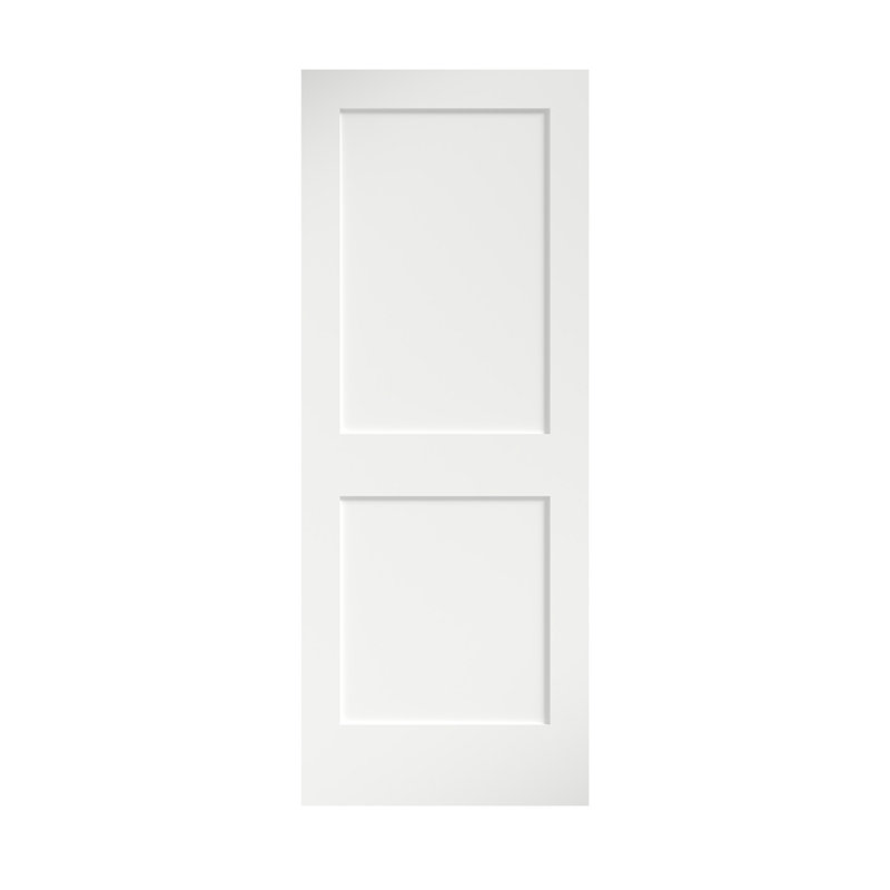 White Primed Solid Pine 2-Panel Interior Slab Door