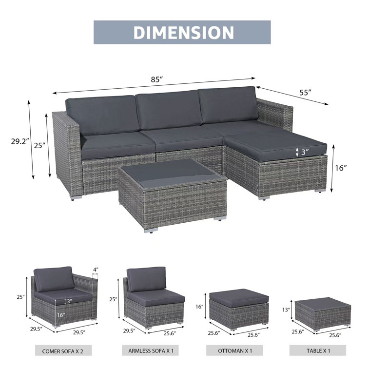 Abler 4 - Person Outdoor Seating Group with Cushions