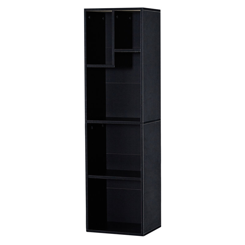 Danske 4-Tier Bookcase, Modern Storage Cabinet with Height Difference Shelves for Standard Textbooks, 5 Cubes, Vertical or Horizontal, Easy Assembly