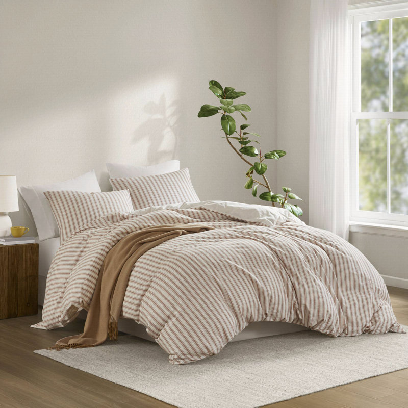 Ensemble de couette 3 pièces, Terracotta, Housse de couette très grand + 2 pièces supplém