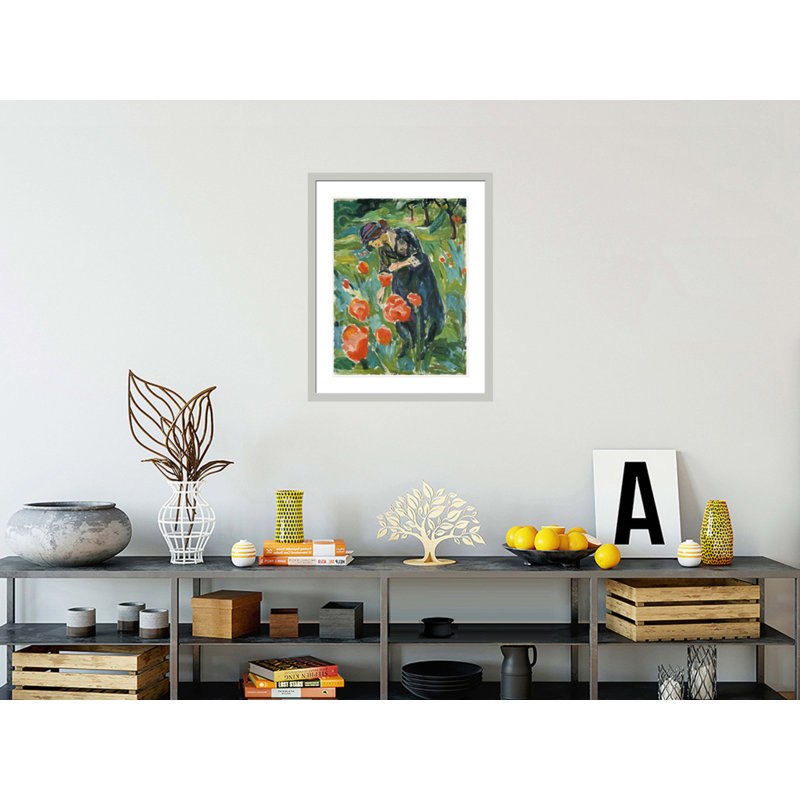 «Woman with Poppies» par Edvard Munch - impression giclée encadrée, 29.08" H x 23.5" W