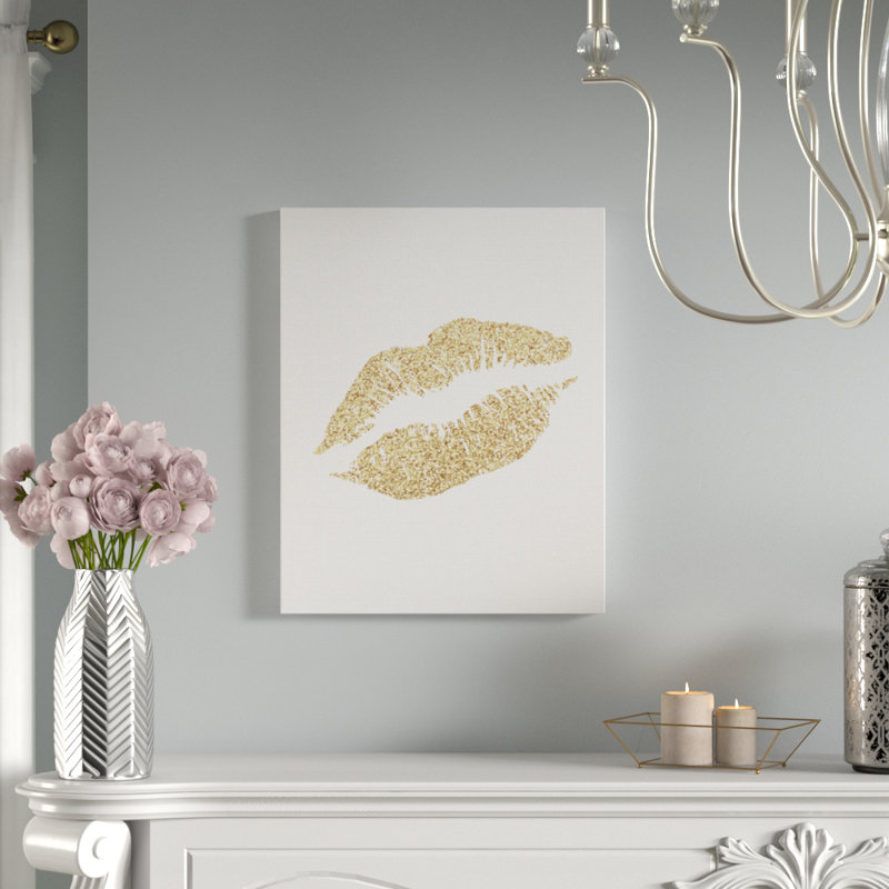 Art mural sur toile Glitter Lips Glam par House of Lulu, H 20 po x l 16 po x P 1,5 po, Toile