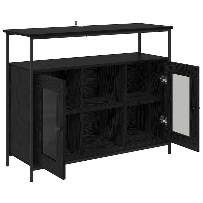  Sideboard Old Wood 100 X 35 X 80 Cm Engineered Wood, Black Oak