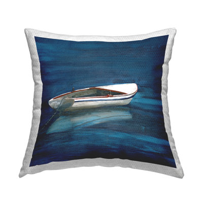 Calm Floating Boat Outdoor Printed Pillow by Nan