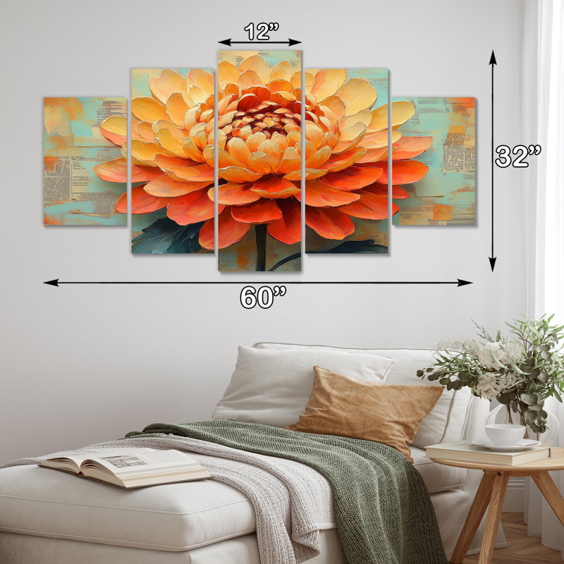 «Yellow and Orange Chrysanthemum Golden Glow», ensemble de reproduction d'art mural