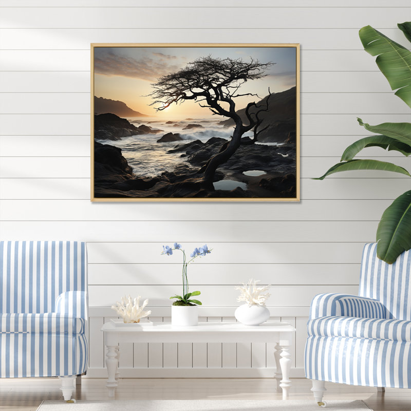 Harmonie de photos de plage, H 12 po x l 20 po x P 1 po, Cadre naturel flottant