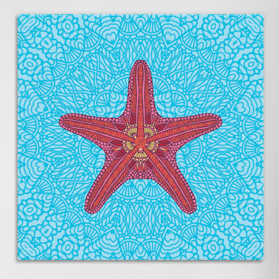 « starfish », impression sur toile tendue, H 12 po x l 12 po x P 0,75 po, Pas de tapis, Toile tendue