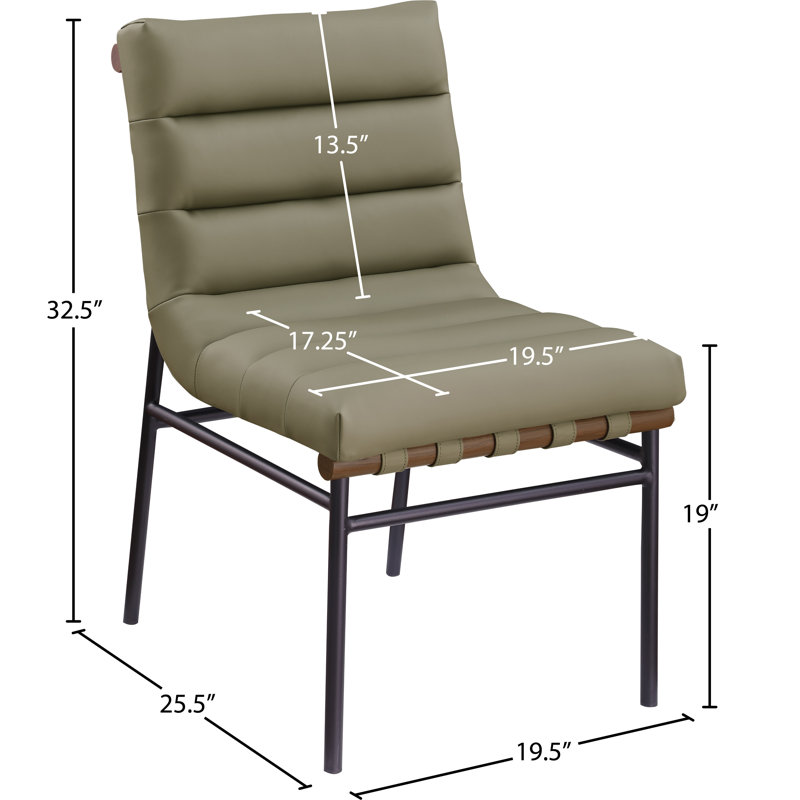 Chaise en cuir Burke, Cuir olive végétalien