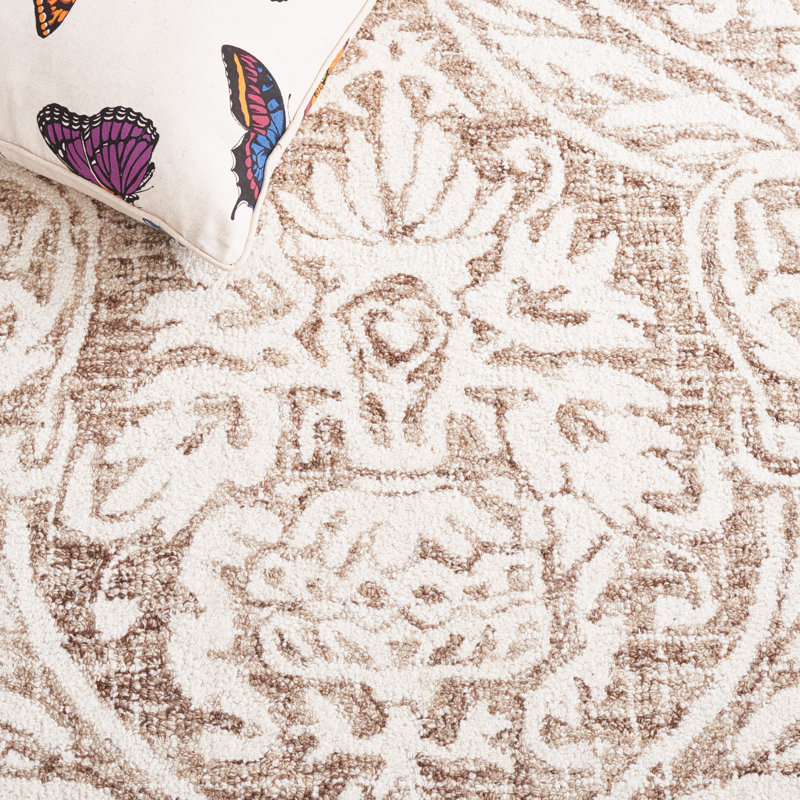 Abstract Hand Tufted Wool, Cotton Damask Rug, Rectangle 5' x 8'
