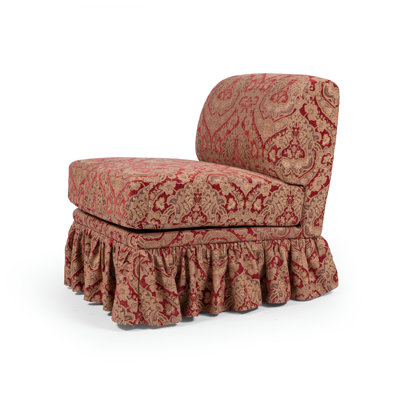 Fully Assembled Sculptural Scalloped Accent Chair with 3D Textured Chenille and Metal Legs