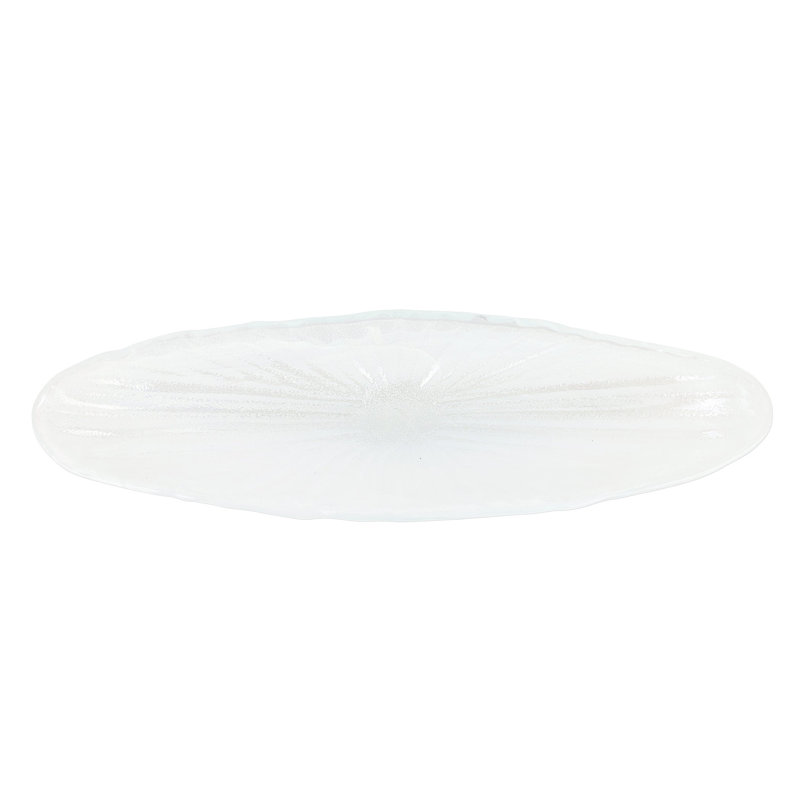 Long bol ovale en verre Onda, Blanc