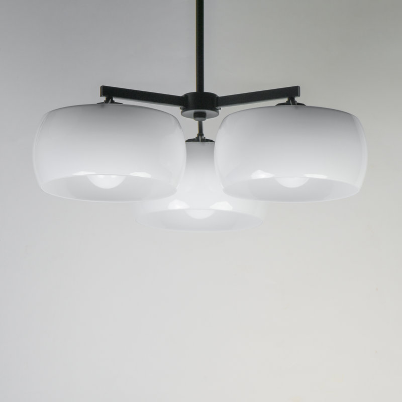 Glazed-Chandelier, Black, 3 Lights