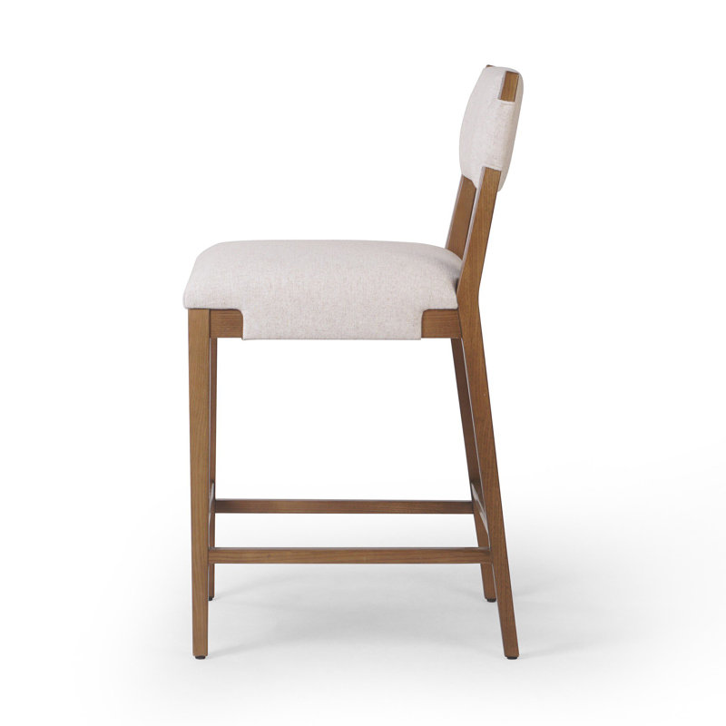 Tamari Stool-Sonoma Chestnut-Bar, Brown, Bar Stool (31.26" Seat Height), Cream Linen Blend