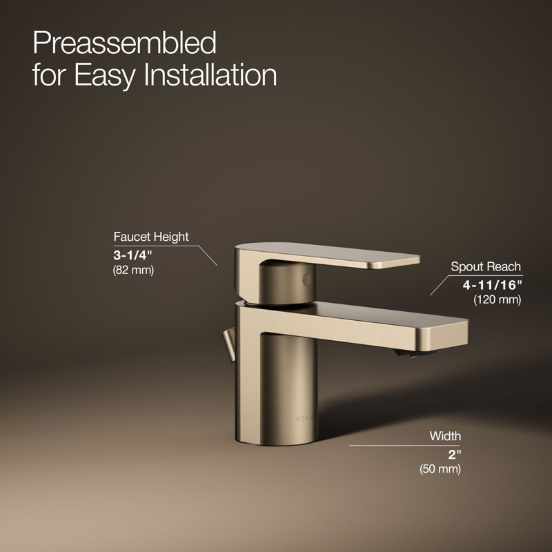 Parallel Single Hole Bathroom Faucet, Vibrant Brushed Bronze