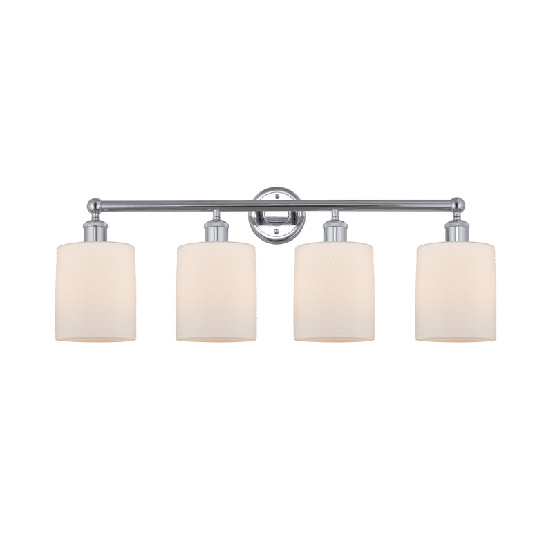 Éclairage pour meuble-lavabo 4 lumières 32 pouces Karon, Blanc mat, Chrome poli