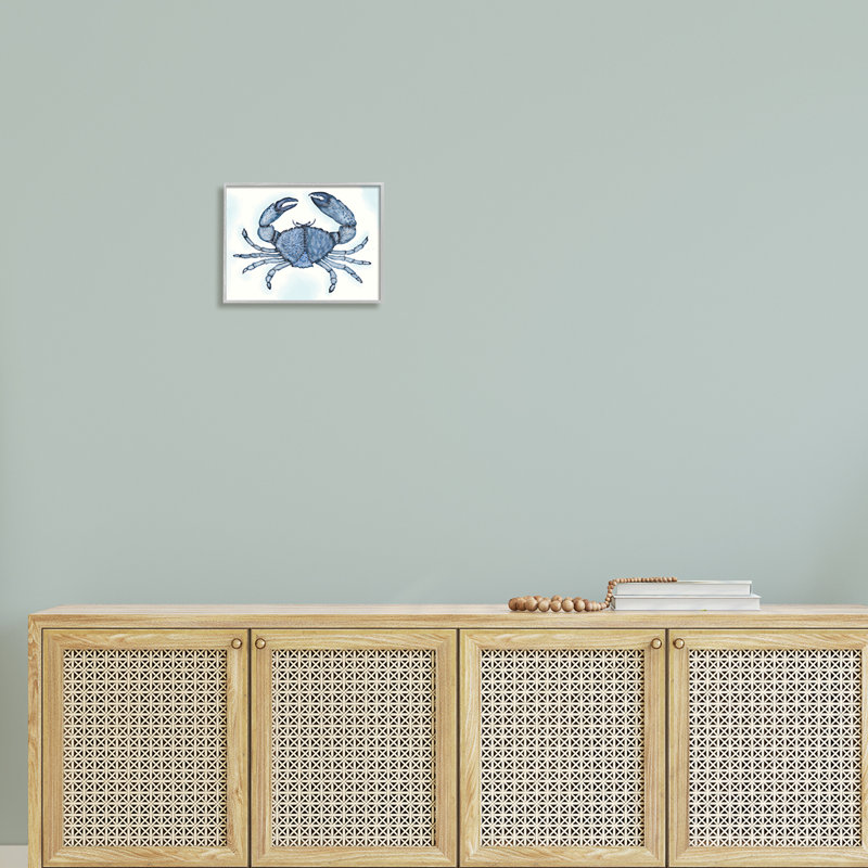 Crabe bleu, mer de griffes, H 11 po x l 14 po x P 1,5 po, Estampe numérique Farmhouse