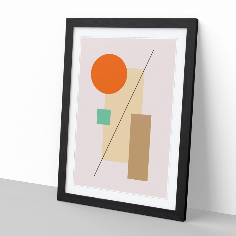 Abstract Blocks - Framed Print, Black, 90cm H x 65cm W x 2cm D