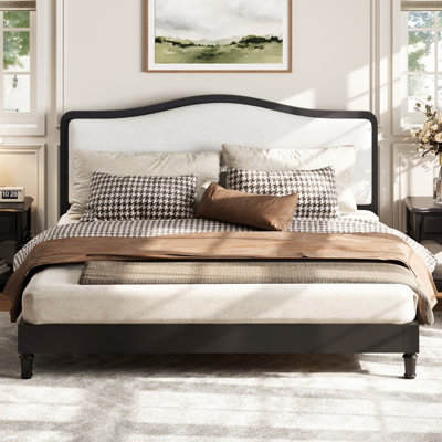 Platform Bed with Upholstered Headboard, Combining Modern Elegance and Comfortable Design for Stylish Bedrooms