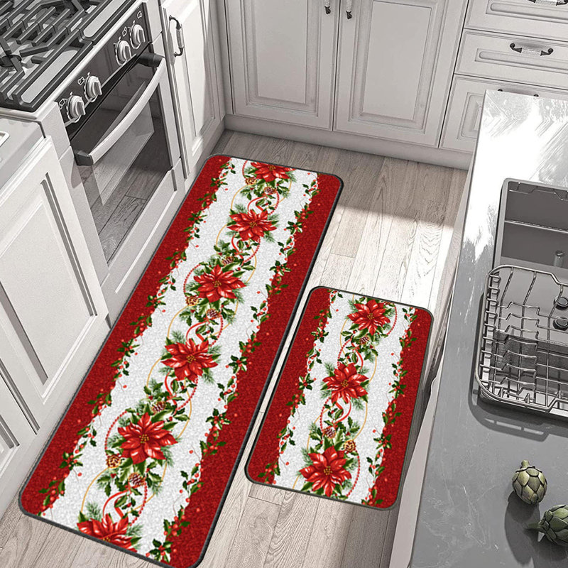  Ensemble de tapis d'entrée de Noël en velours de cristal, B