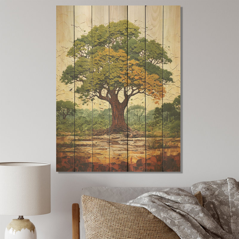 Baobab Majesty - arbre africain sur bois, H 44 po x l 34 po