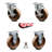 5 Inch High Temp Phenolic Wheel Swivel Top Plate Caster Set with 2 Brake 2 Rigid