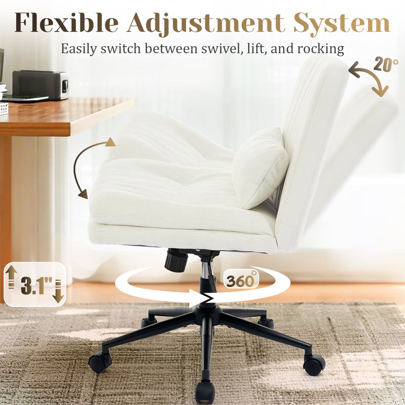 Fauteuil de bureau Criss Cross, Chenille, Blanc