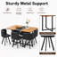60" Wood Dining Table Set With 6 PU Leather Chairs-833839133-805779644