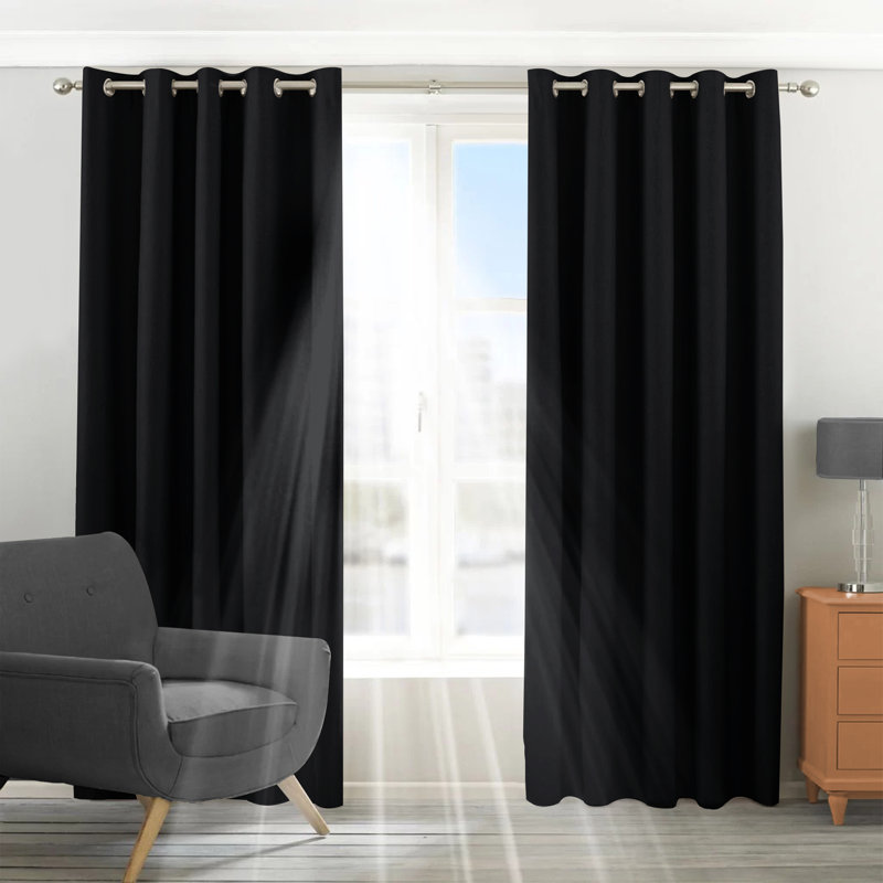 Blackout Eyelet Thermal Curtain, Black