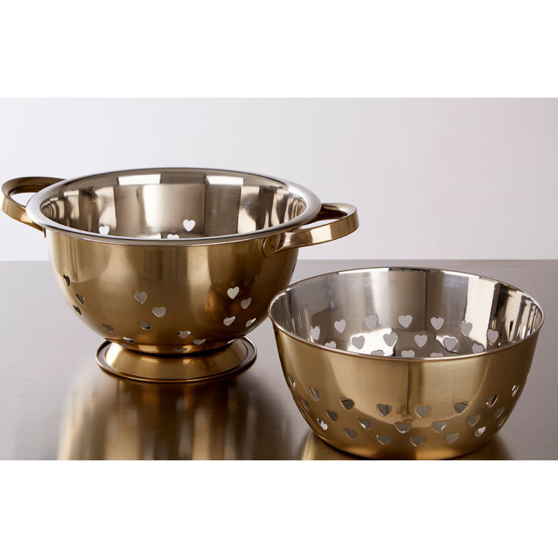 Symple Stuff Stainless Steel Colander, Gold