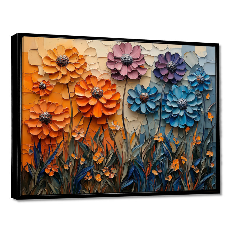 Jacinthe fantaisie champ de fleurs de tristle - chardon, art mural, H 30 po x l 40 po, Impression encadrée flottante