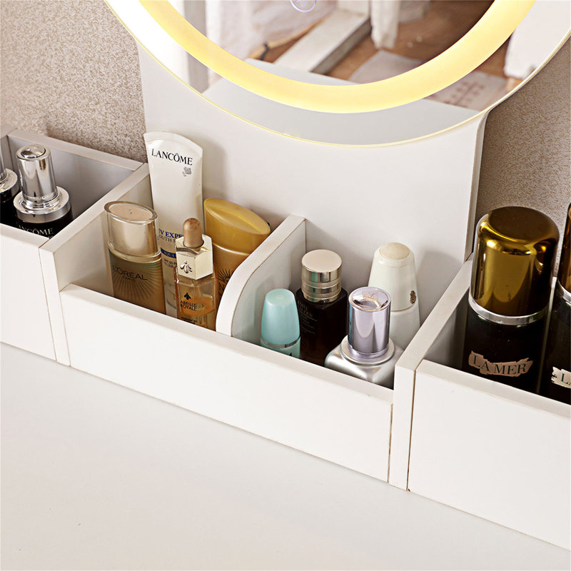 Vanity Table With Lighted Mirror And Power Outlet