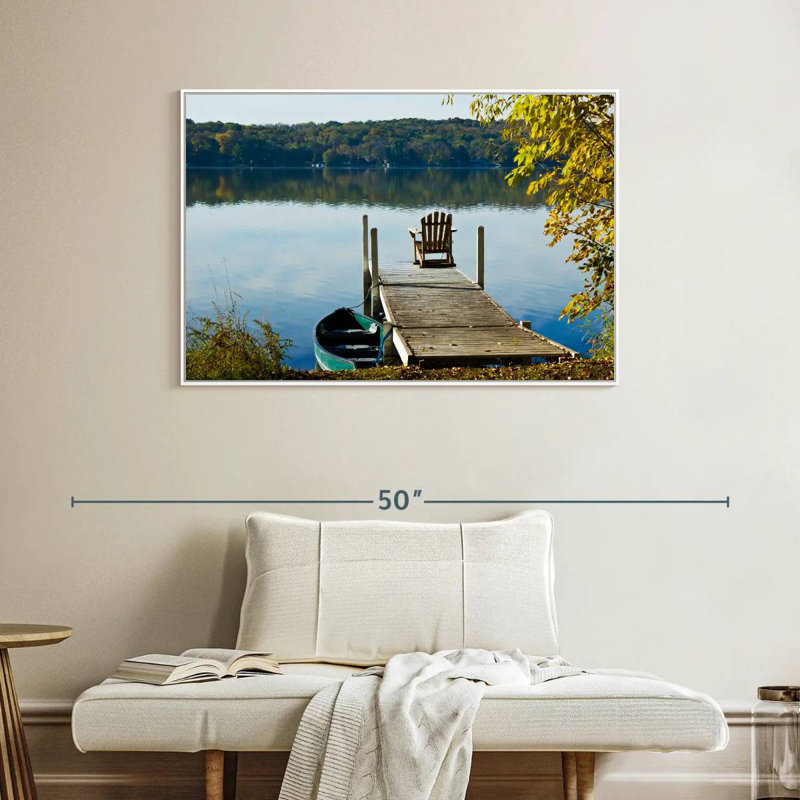 Lac Léman matin calme, Cadre flottant blanc, 40 po x 27 po