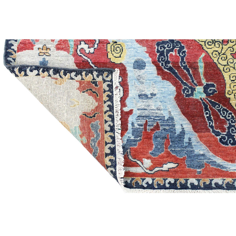 Oriental Area Rug in Red/Navy/Blue, Rectangle 10' x 14'