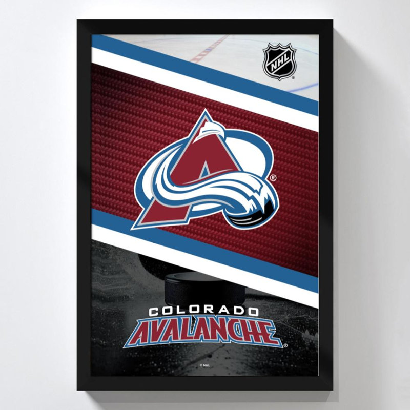 Art mural Colorado Avalanche NHL, H 48 po x l 32 po, Acrylique encadré, Noir