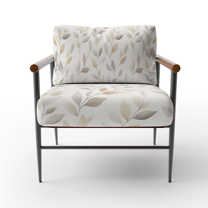 Chaise rembourrée Modern, Bras ronds bruns