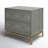 2 Drawer Nightstand in Gray/Brass