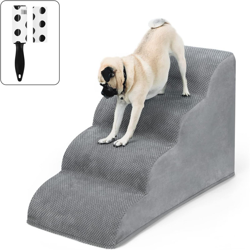 Rampe pour chien 4 marches / escalier pour lit et canapé brun-noir, gris