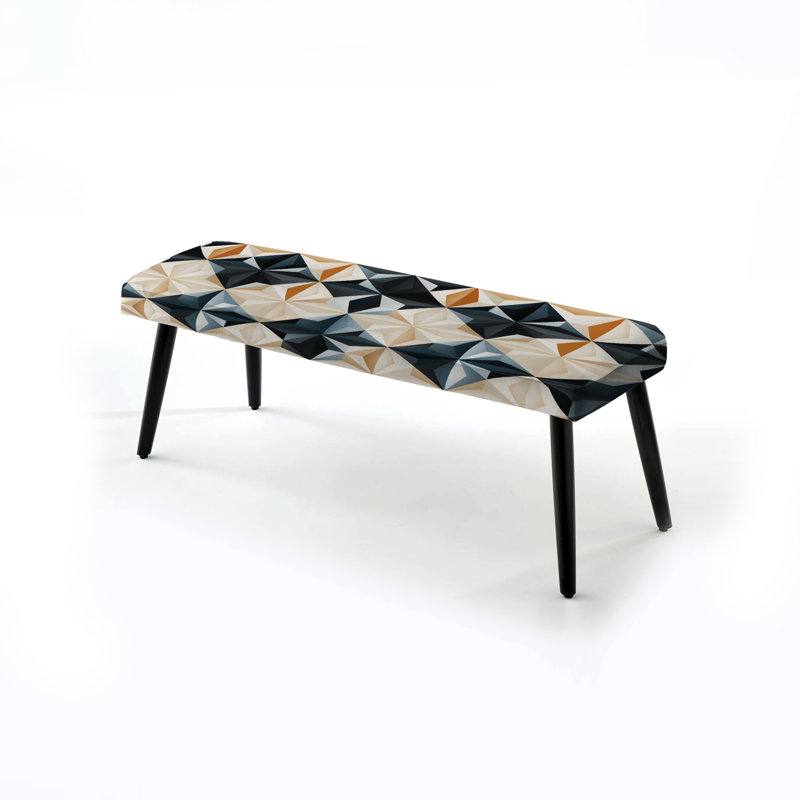 Banc blanc rembourré à motif géométrique blanc Symmetry Symmetry