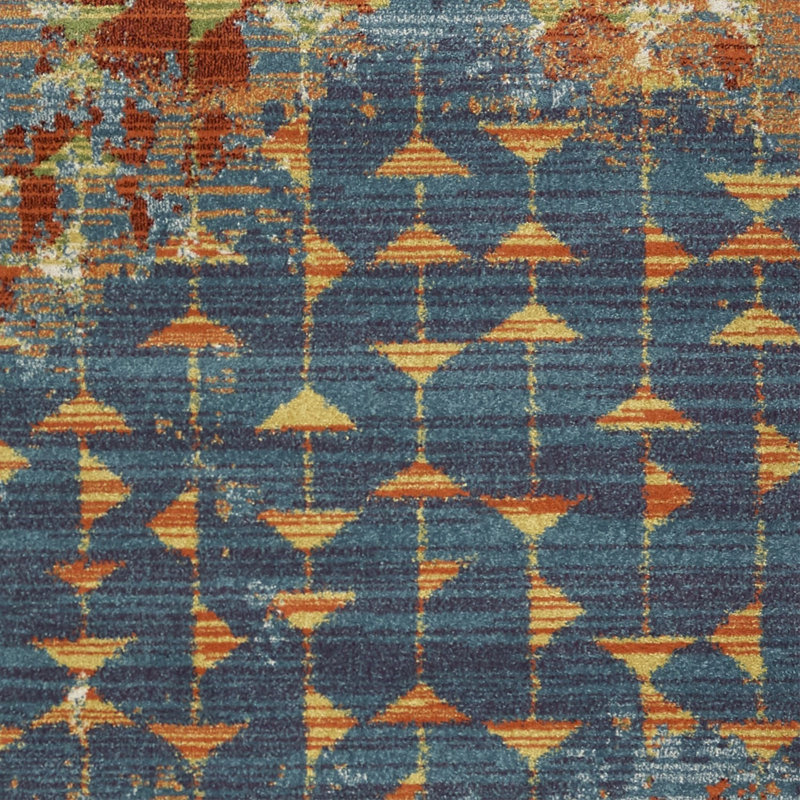 Tapis Leon Leon, Rectangle 3 pi 3 po x 4 pi 11 po, Bleu / corail